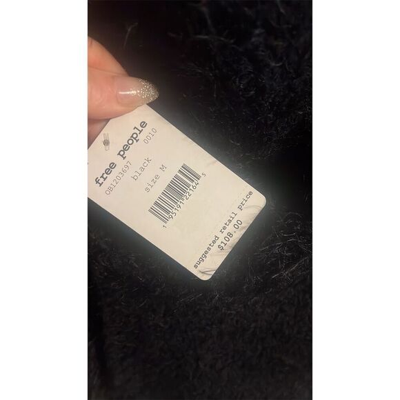 Free People Women's V-Neck Pullover Sweater Black Size M Casual - Picture 5 of 6